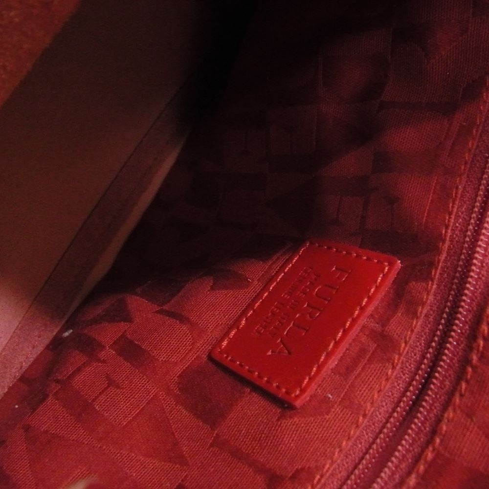 Furla フルラ 花柄 タンポポ ハンドバッグ トートバッグ レッド系【中古】