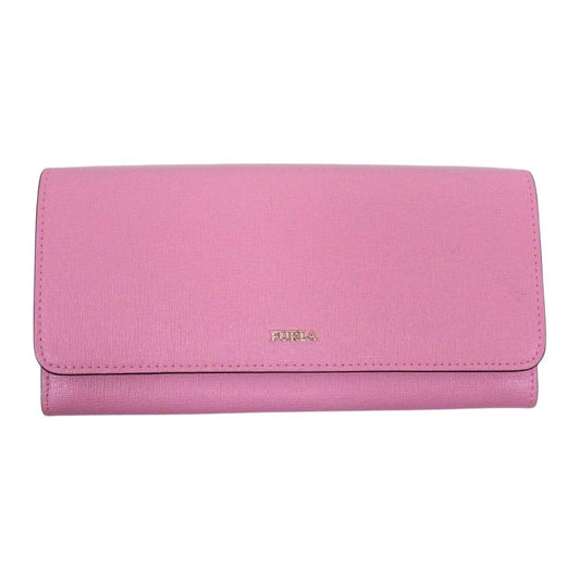 Furla フルラ ロゴ 二つ折り 長財布 ピンク系【中古】