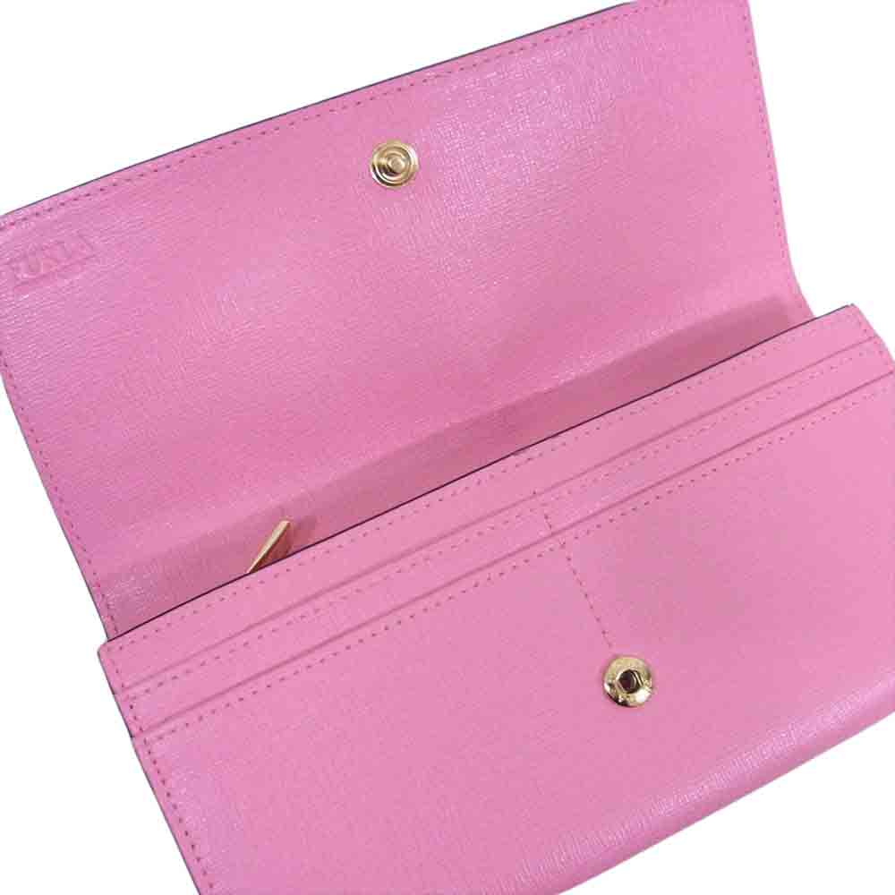 Furla フルラ ロゴ 二つ折り 長財布 ピンク系【中古】