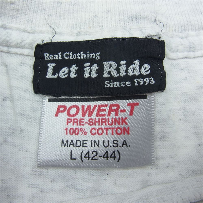 LET IT RIDE レットイットライド 90s ONEITA オニータ ボディ グレッチプリント 半袖 プリント Tシャツ グレー系 L【中古】