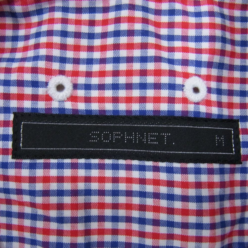 SOPHNET. ソフネット ボタンダウン チェック 長袖 シャツ レッド系 M【中古】