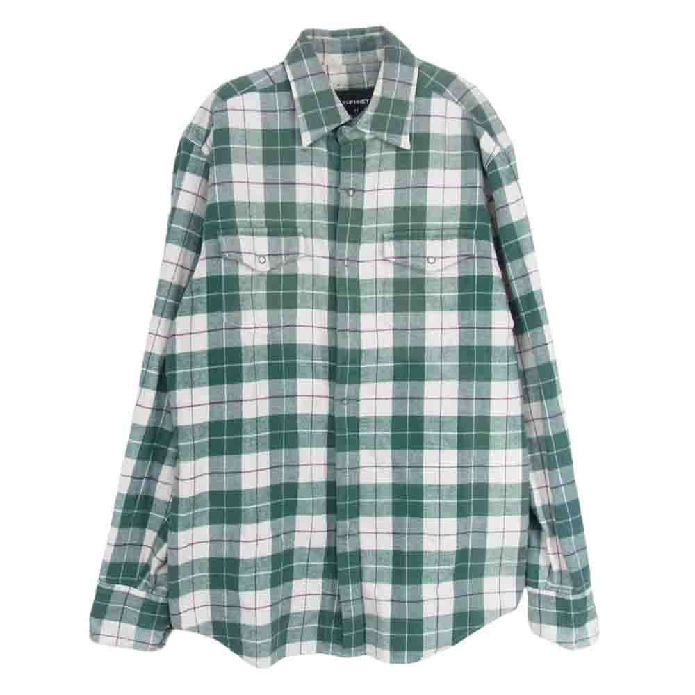 SOPHNET. ソフネット チェック ネル シャツ グリーン系 M【中古】