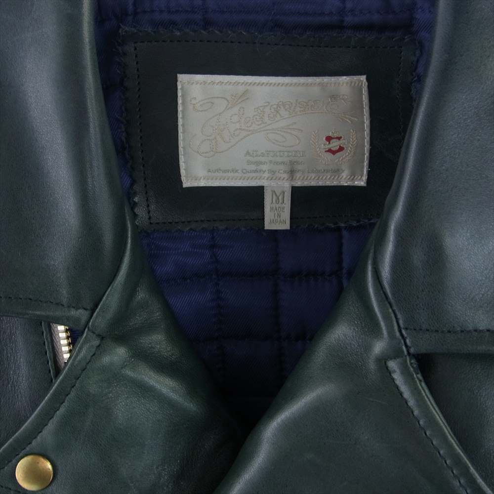 アレフルード 16AW-BL02 ホースハイド レザー ダブル ライダース ジャケット グリーン系 M【中古】