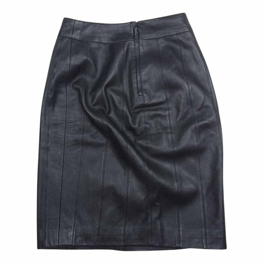 CHANEL シャネル 03A P21618V01343 フランス製 ラムレザー 台形 スカート ブラック系 34【中古】