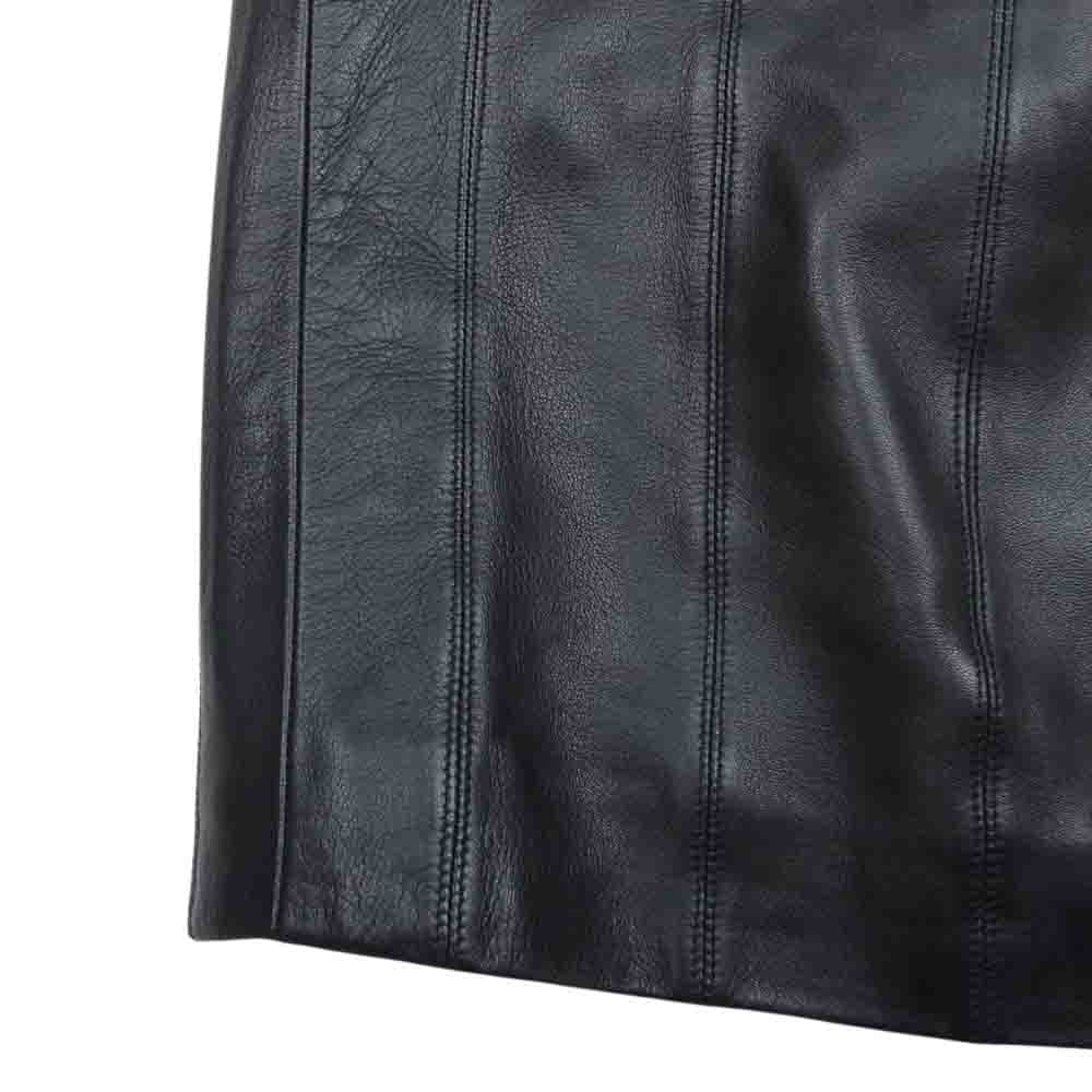 CHANEL シャネル 03A P21618V01343 フランス製 ラムレザー 台形 スカート ブラック系 34【中古】