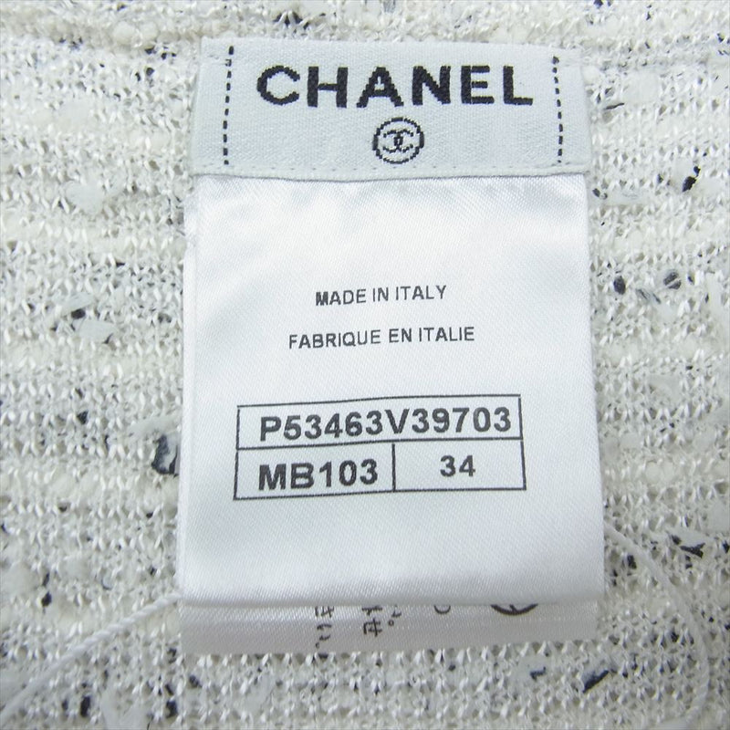 CHANEL シャネル P53463V39703 イタリア製 ツイード ノースリーブ ワンピース ニット ワンピース ホワイト系 34【中古】