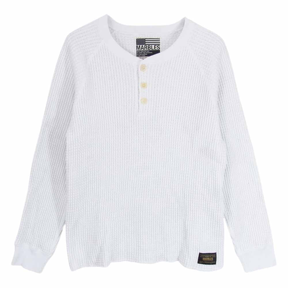MARBLES マーブルズ ヘビーサーマル ヘンリーネック 長袖 Tシャツ ホワイト系 S【中古】