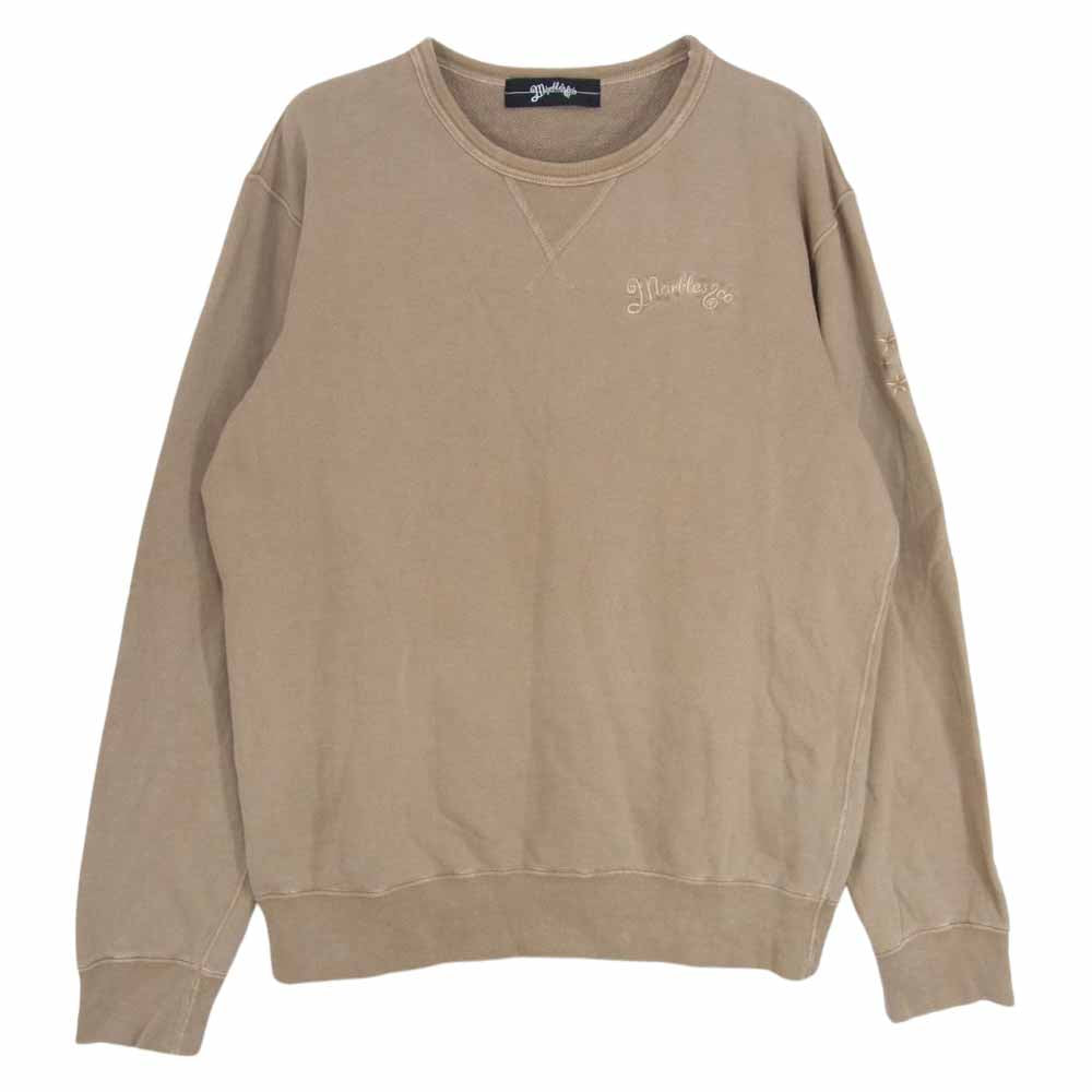 MARBLES マーブルズ 18SS MHP-S1805 MIDWEIGHT PIGMENT DYED CREW ミッドウェイト ピグメント クルーネック スウェット ロゴ刺繍 ベージュ系 M【中古】