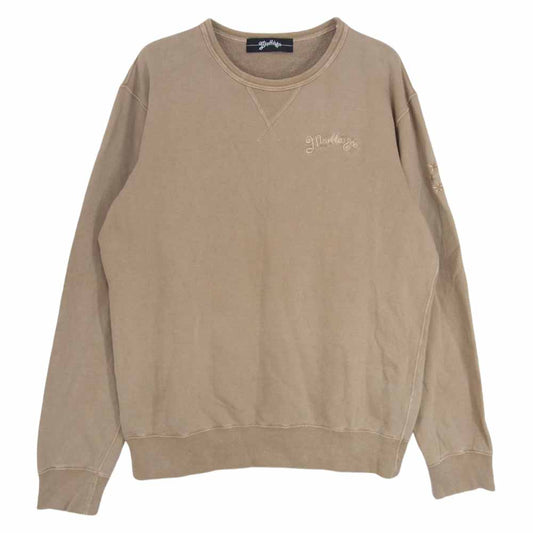MARBLES マーブルズ 18SS MHP-S1805 MIDWEIGHT PIGMENT DYED CREW ミッドウェイト ピグメント クルーネック スウェット ロゴ刺繍 ベージュ系 M【中古】