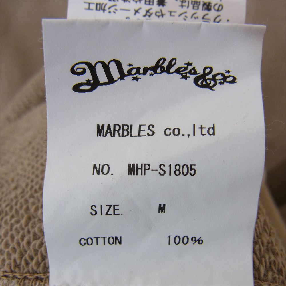MARBLES マーブルズ 18SS MHP-S1805 MIDWEIGHT PIGMENT DYED CREW ミッドウェイト ピグメント クルーネック スウェット ロゴ刺繍 ベージュ系 M【中古】