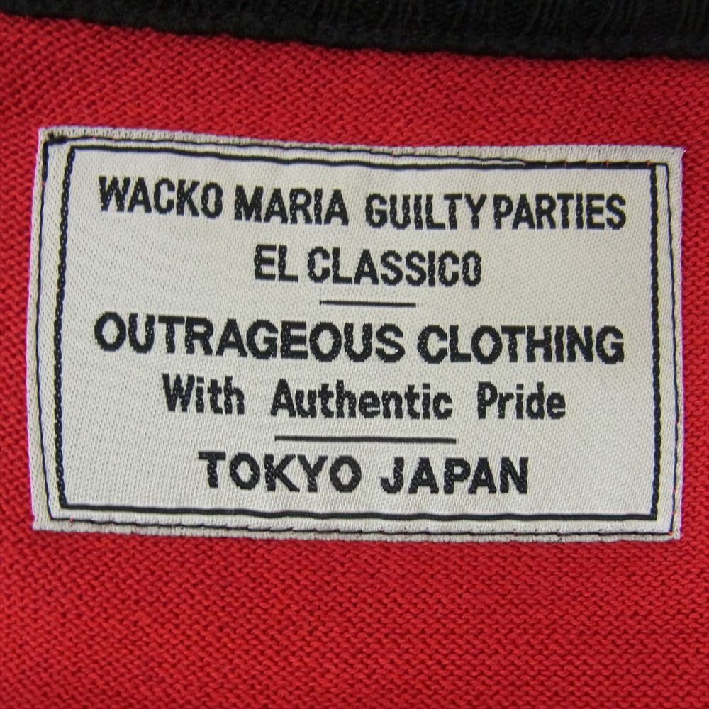 WACKO MARIA ワコマリア 12SS 12SS-KNT-01 GUILTY PARTIES ロゴ刺繍 Vネック ニット カーディガン レッド系 S【中古】