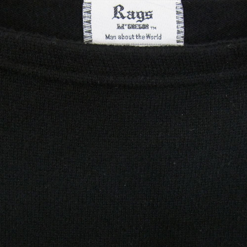 Rags McGREGOR ラグスマックレガー カシミヤ カシミア クルーネック ニット セーター ブラック系 M【中古】