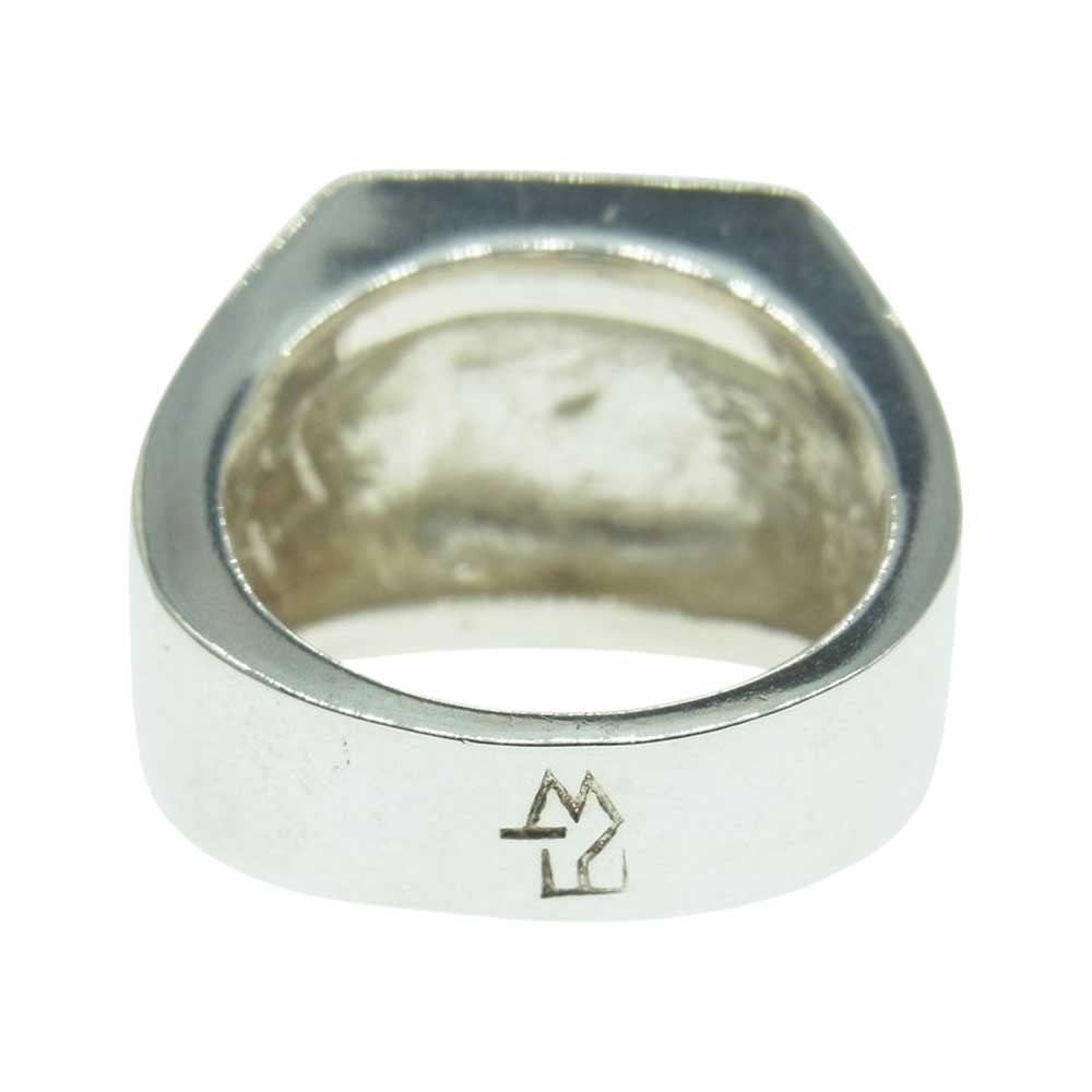 TARO WASHIMI ワシミタロウ 鷲見太郎 TRAVIS WALKER トラヴィスワーカー Canvas Ring 18K Outlow Cross×2 w/arabesque 印台 キャンバス アラベスク リング シルバー系 21号【中古】