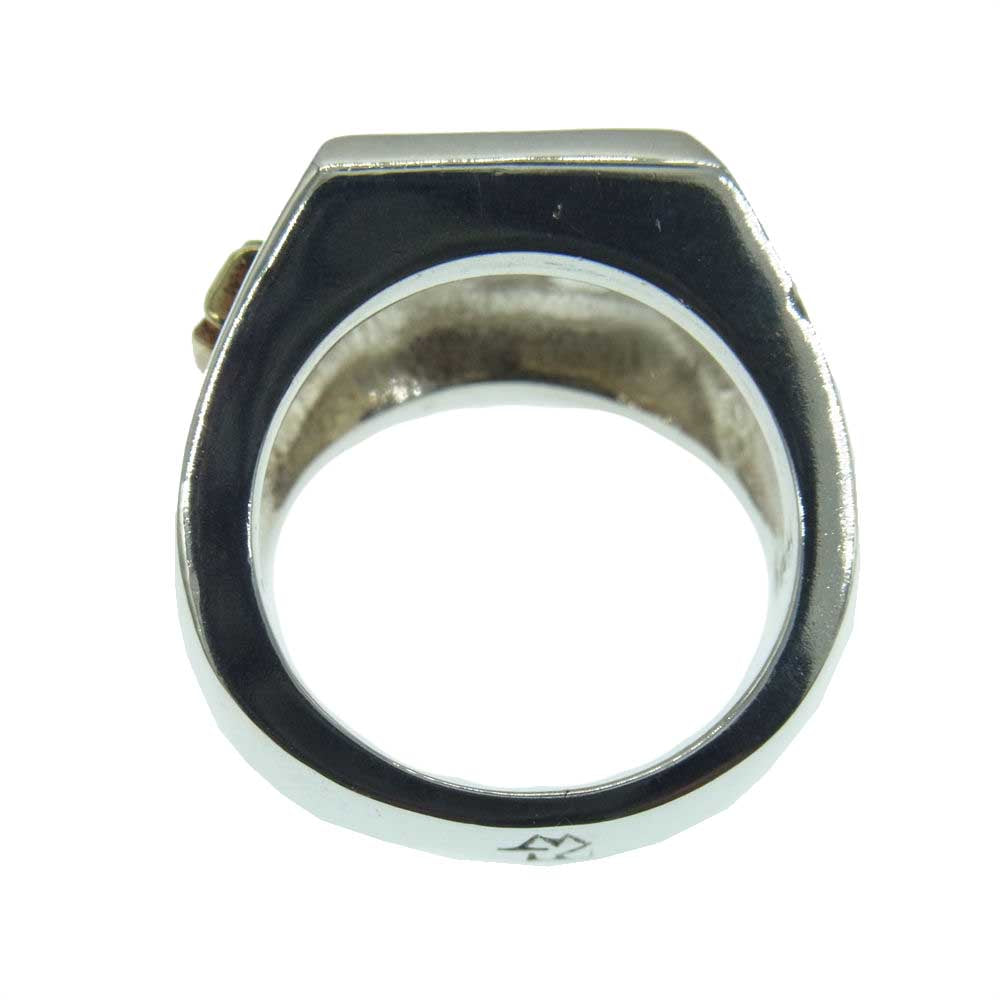 TARO WASHIMI ワシミタロウ 鷲見太郎 TRAVIS WALKER トラヴィスワーカー Canvas Ring 18K Outlow Cross×2 w/arabesque 印台 キャンバス アラベスク リング シルバー系 21号【中古】