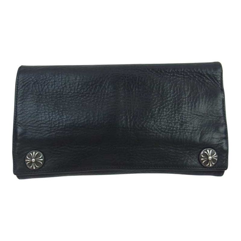 CHROME HEARTS クロムハーツ（原本無） LONG WALLE グリーシー クロスボール ロング ウォレット 長財布 ブラック系【中古】