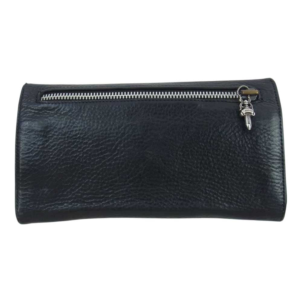 CHROME HEARTS クロムハーツ（原本無） LONG WALLE グリーシー クロスボール ロング ウォレット 長財布 ブラック系【中古】