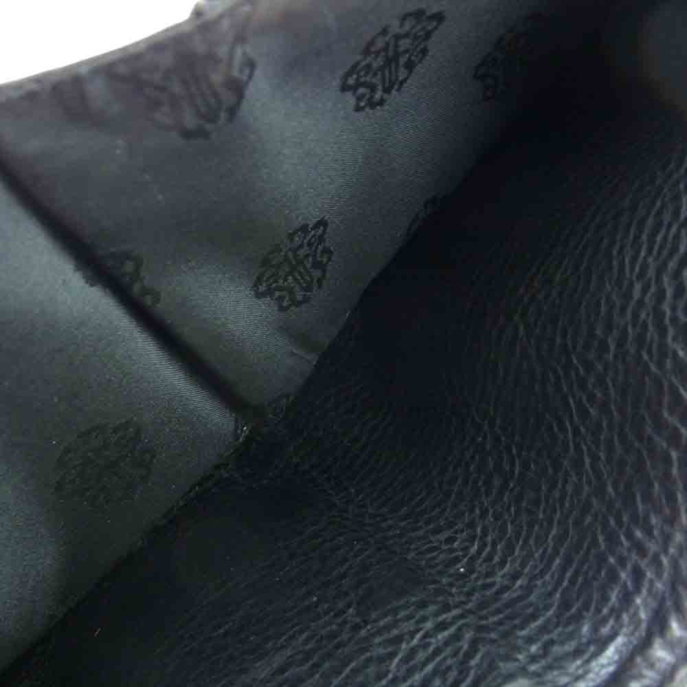 CHROME HEARTS クロムハーツ（原本無） SQ BTN BILL スクエア ボタン ビル フラップ ボタン レザー ウォレット 二つ折り財布 ブラック系【中古】