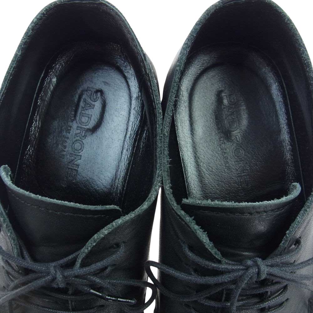 PADRONE パドローネ PU7358-2033-16A DERBY PLAIN TOE SHOES レザー ダービー プレーントゥ シューズ ブラック系 40【中古】