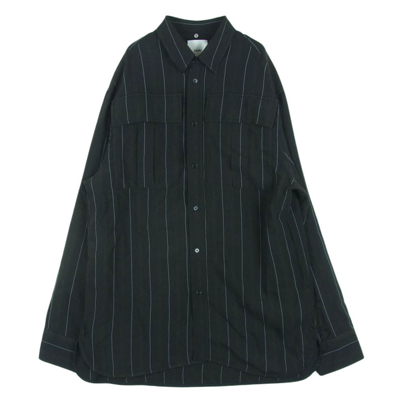 オーエーエムシー OAMR600266 Shirt Stripe ストライプ レーヨン 長袖 シャツ ジャケット イタリア製 ブラック系【中古】