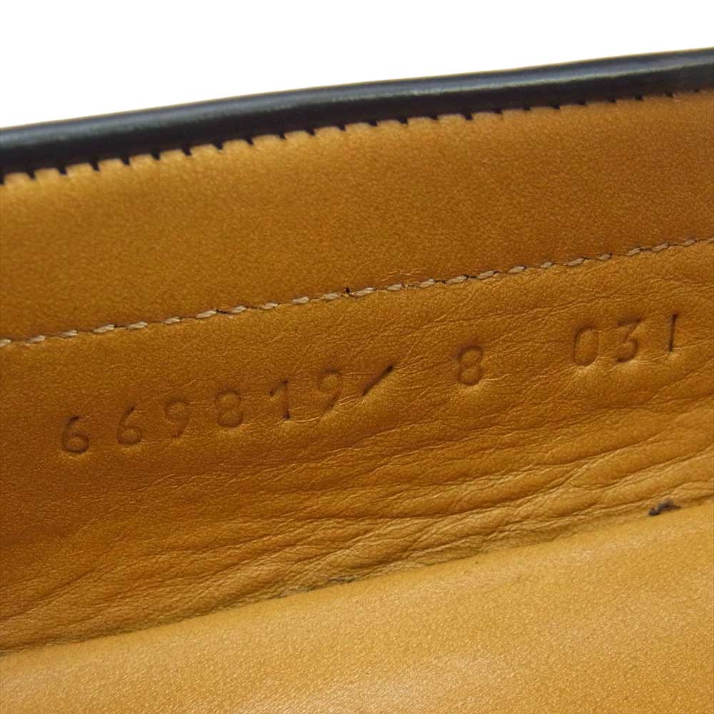 GUCCI グッチ 669819 GG ダブルG シェリーライン ラバーソール レザー ローファー シューズ ブラック系 8【中古】
