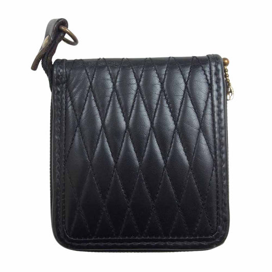 TENDERLOIN テンダーロイン × Backdrop バックドロップ ダイヤキルト キルティング レザー 二つ折り 財布 ウォレット ブラック系【中古】
