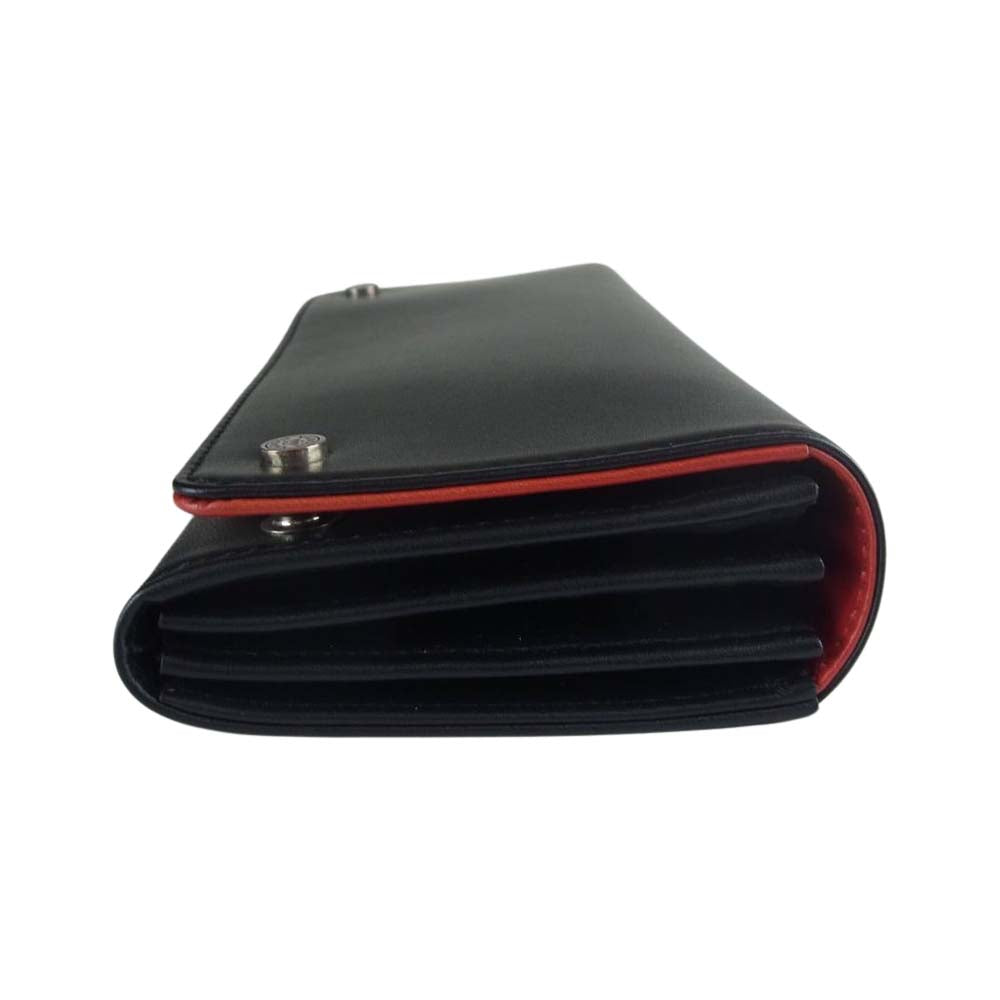 Justin Davis ジャスティンデイビス JDV013 ALEC LEATHER WALLET バイカラー ボタン 長財布 ブラック系【美品】【中古】