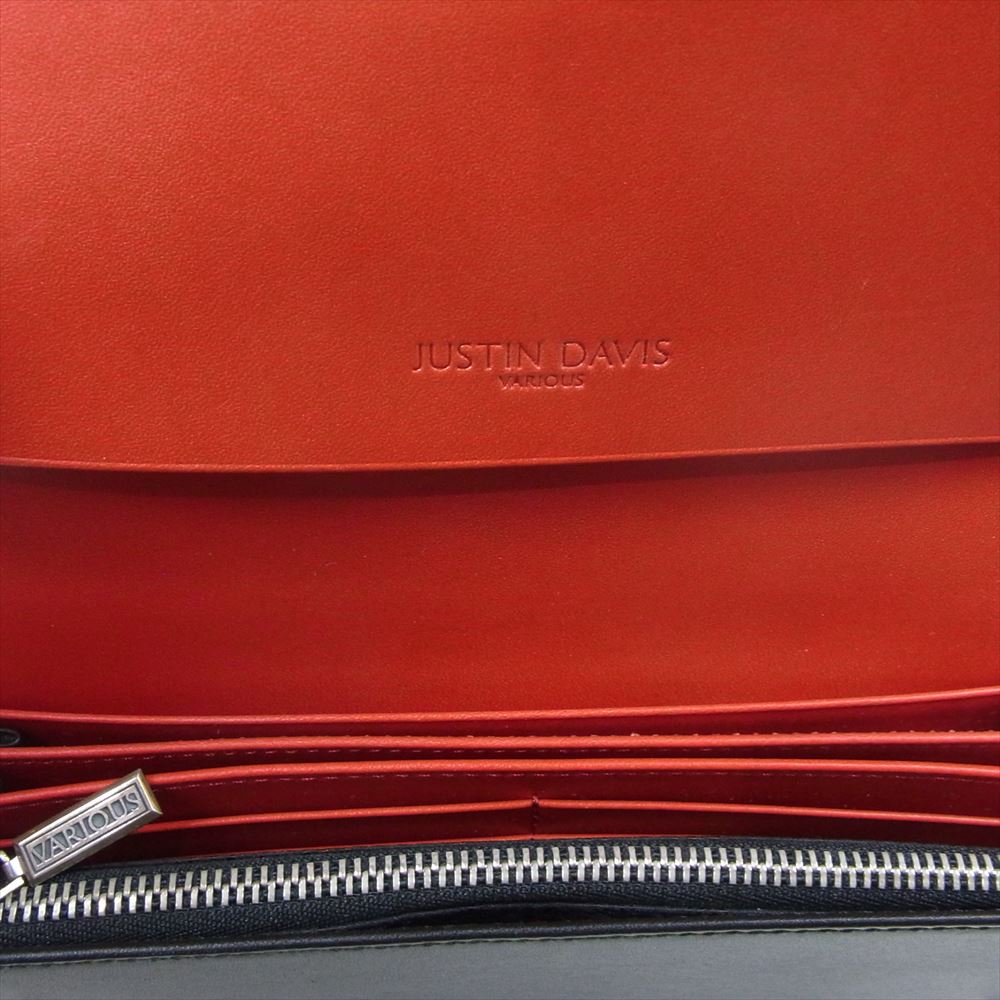 Justin Davis ジャスティンデイビス JDV013 ALEC LEATHER WALLET バイカラー ボタン 長財布 ブラック系【美品】【中古】
