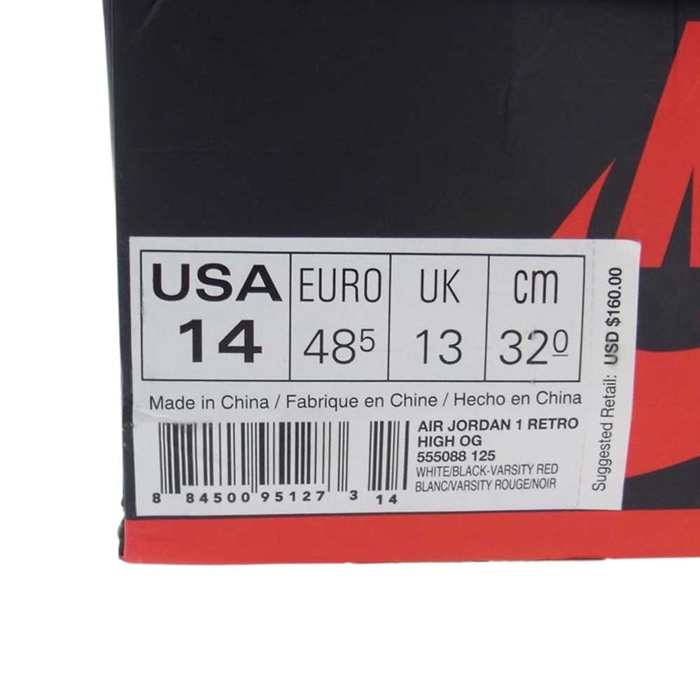 NIKE ナイキ 555088-125 Air Jordan 1 Retro High OG Black Toe エアジョーダン 1 レトロ ハイ OG ブラック トゥ スニーカー ブラック系 レッド系 ホワイト系 32cm【新古品】【未使用】【中古】