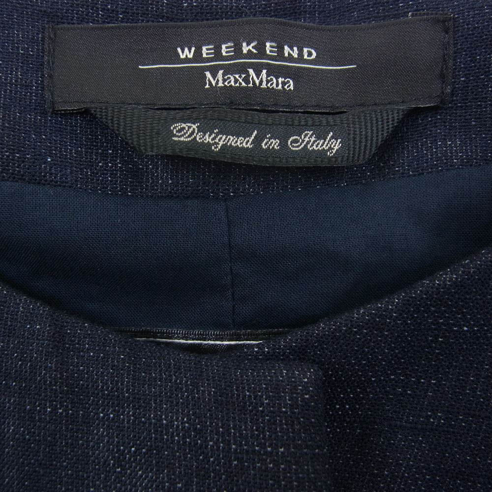 MAX MARA マックスマーラ 50810467 WEEKEND Pretty Denim デニム ノーカラー 刺繍 コート ネイビー系 38【中古】
