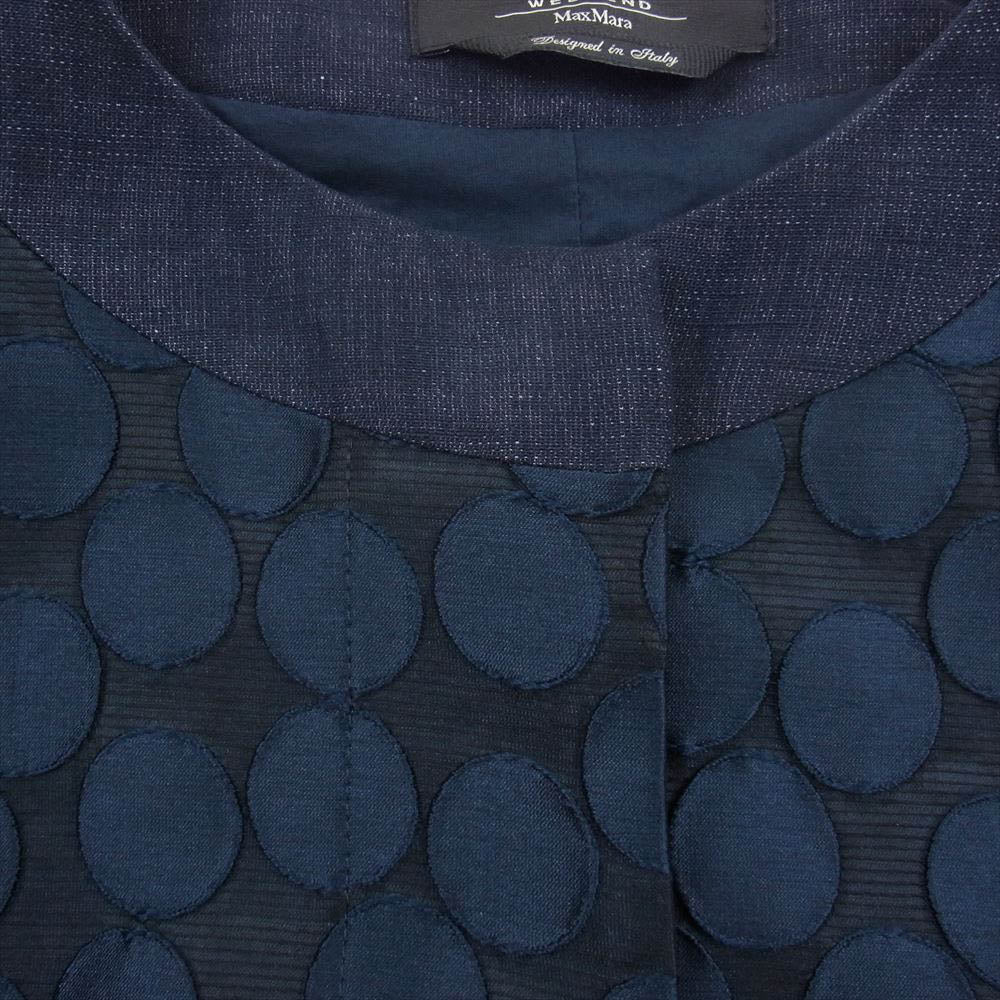 MAX MARA マックスマーラ 50810467 WEEKEND Pretty Denim デニム ノーカラー 刺繍 コート ネイビー系 38【中古】
