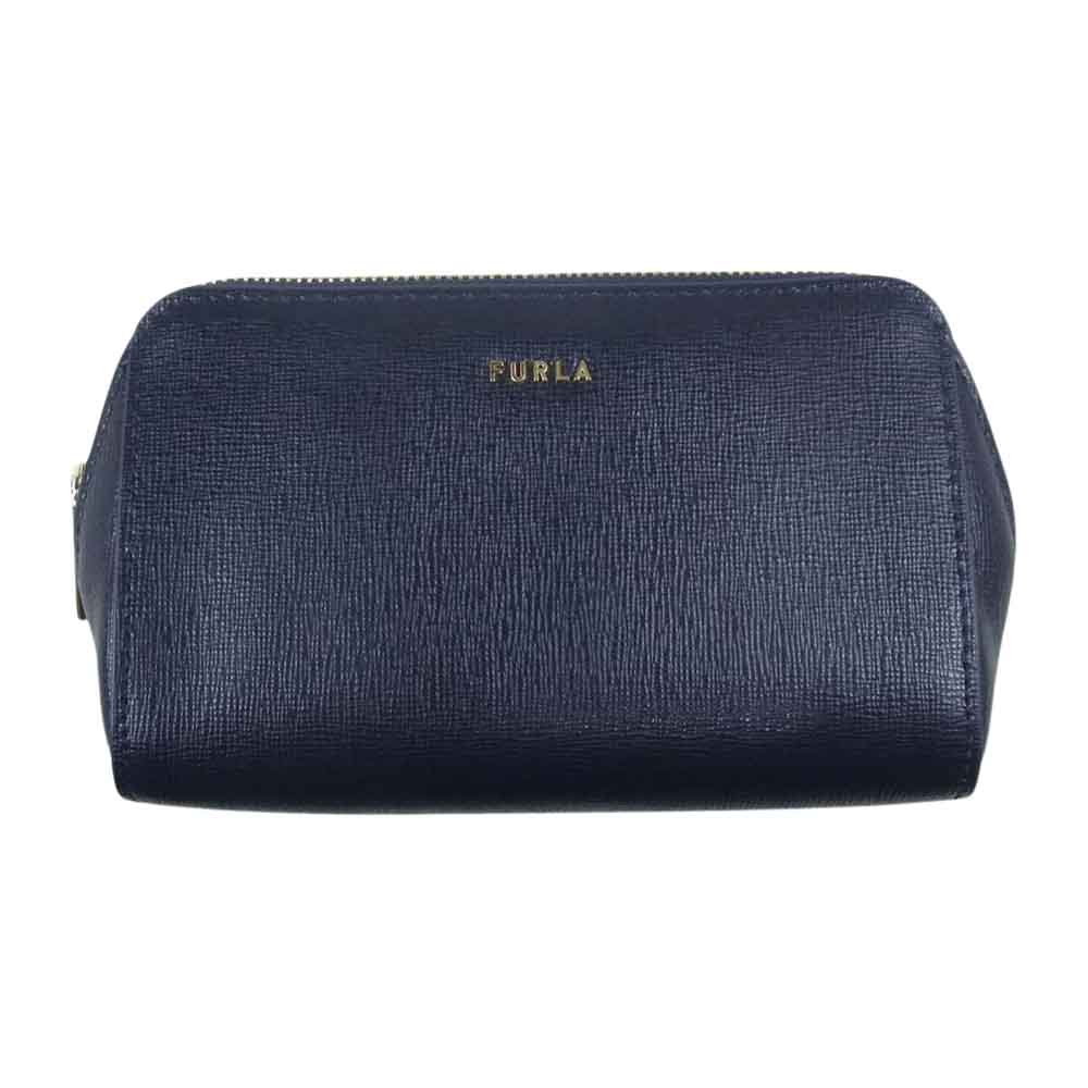 Furla フルラ EAW2LN1 エレクトラ ロゴ レザー ポーチ ネイビー系【中古】