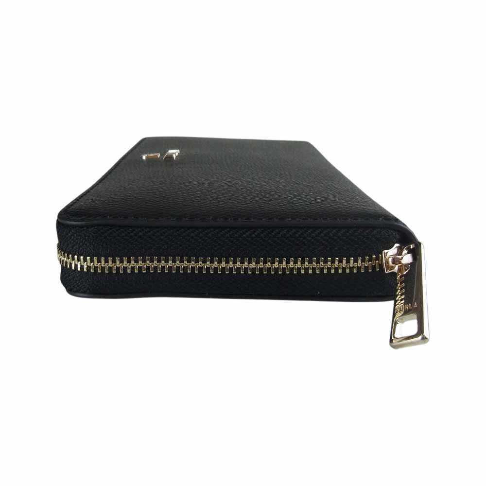 Furla フルラ WP00322  カメリア ロゴ レザー ラウンドジップ ウォレット 長財布 ブラック系【中古】