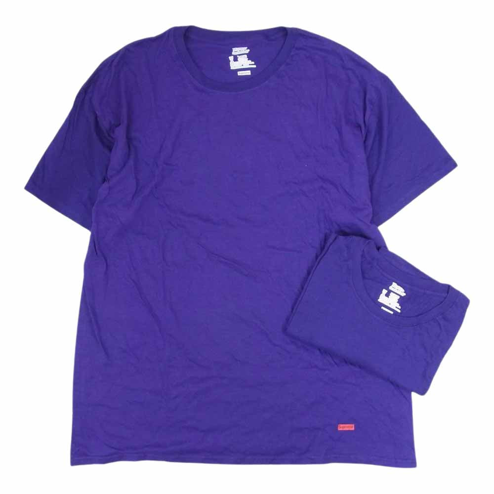 Supreme シュプリーム 21SS Hanes Tagless Tees 半袖 クルーネック Tシャツ 2枚セット パープル系 XL【極上美品】【中古】