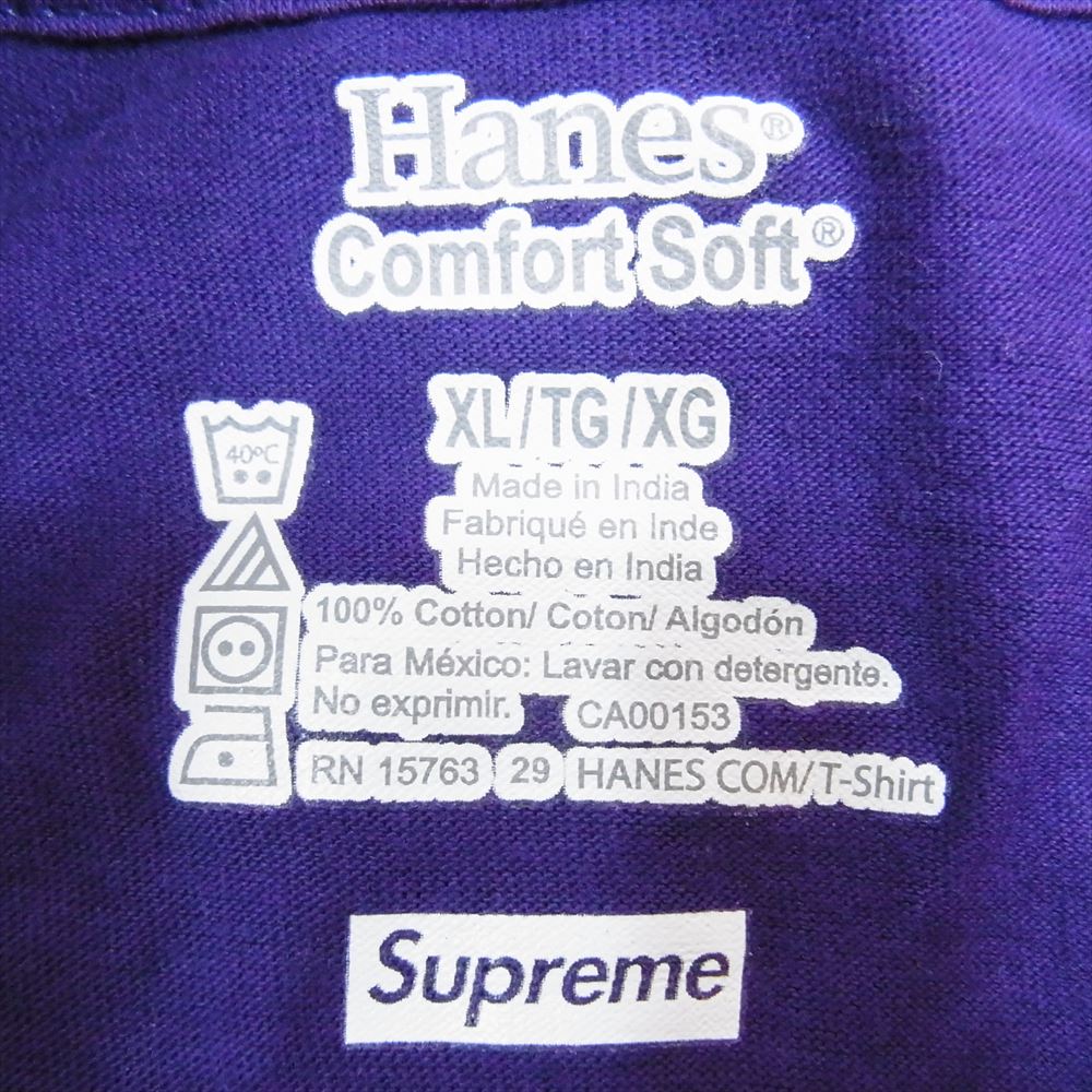 Supreme シュプリーム 21SS Hanes Tagless Tees 半袖 クルーネック Tシャツ 2枚セット パープル系 XL【極上美品】【中古】