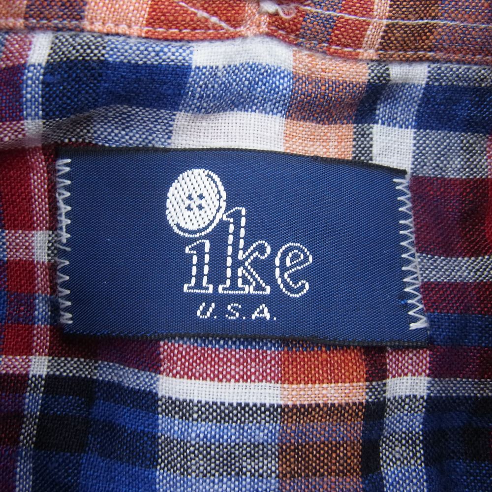 アイクベーハー  USA製 リネン チェック ボタンダウン シャツ マルチカラー系【中古】