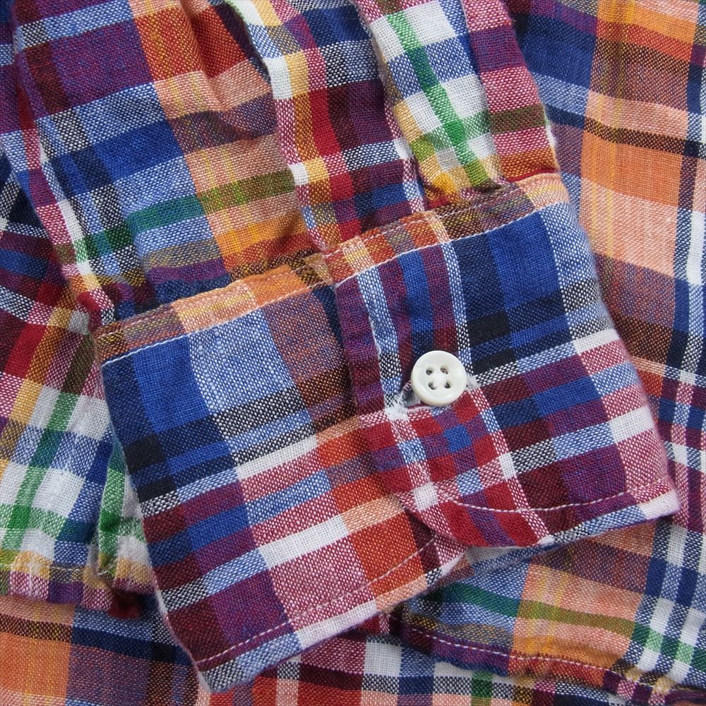 アイクベーハー  USA製 リネン チェック ボタンダウン シャツ マルチカラー系【中古】