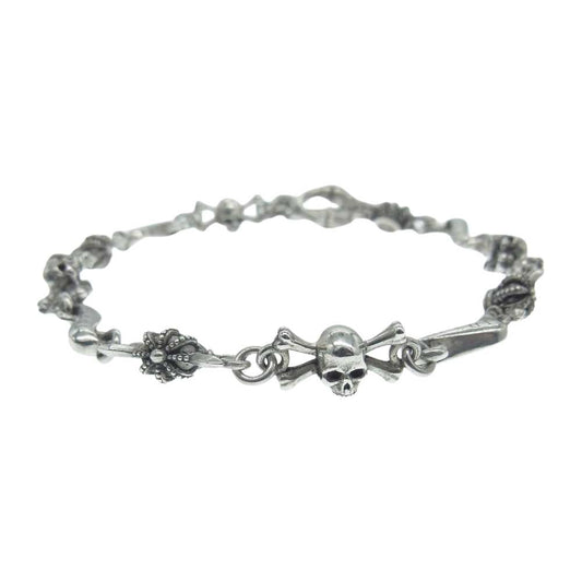 Justin Davis ジャスティンデイビス SBJ552 DOUBLE CROSS 内山英雄 HU クロスボーン スカル クラウン ダブルクロス ブレスレット シルバー系【中古】