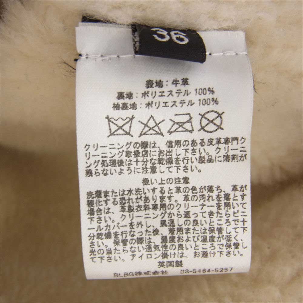 ジェームスグロース カウレザー 裏ボア シングルライダース ジャケット ライトブラウン系 36【中古】