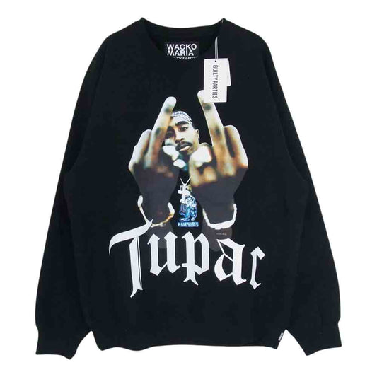 WACKO MARIA ワコマリア TUPAC-WM-SS01 TUPAC HEAVY WEIGHT CREW NECK SWEAT SHIRT TYPE-1 トゥーパック ヘビーウエイト クルーネック スウェット トレーナー ブラック系 L【美品】【中古】