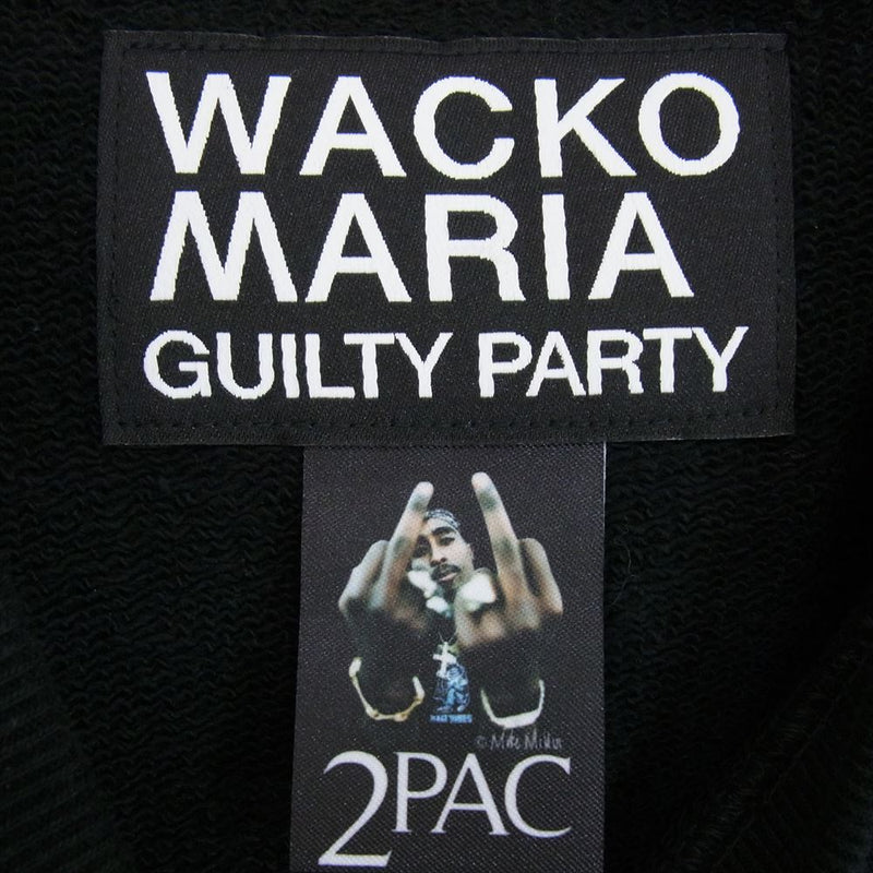 WACKO MARIA ワコマリア TUPAC-WM-SS01 TUPAC HEAVY WEIGHT CREW NECK SWEAT SHIRT TYPE-1 トゥーパック ヘビーウエイト クルーネック スウェット トレーナー ブラック系 L【美品】【中古】