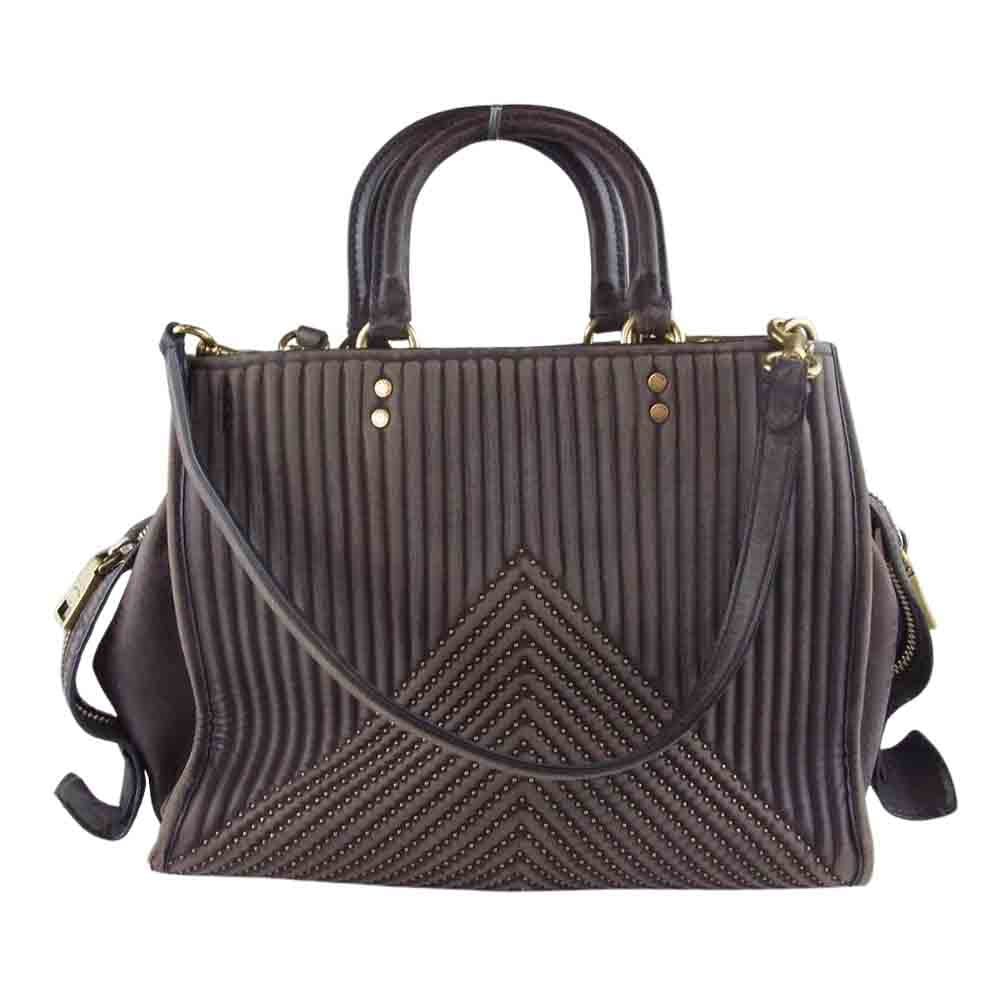 COACH コーチ 22809 ローグ ウィズ キルティング アンド リベット トートバッグ ブラウン系【中古】