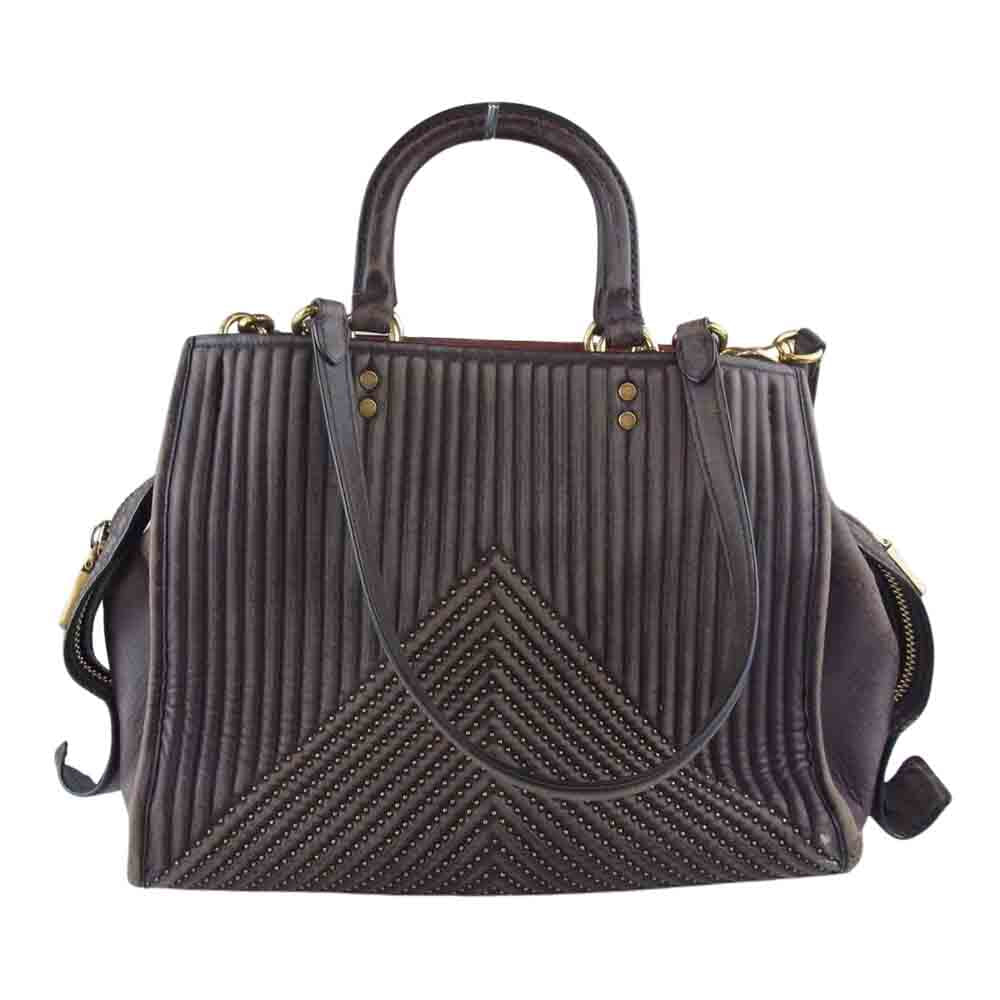 COACH コーチ 22809 ローグ ウィズ キルティング アンド リベット トートバッグ ブラウン系【中古】
