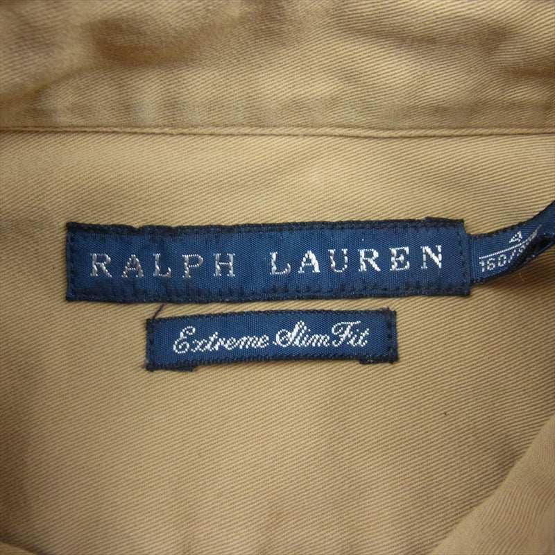 RALPH LAUREN ラルフローレン レザーエルボーパッチ 三角マチ付き ワーク シャツ ベージュ系 160/88A【中古】