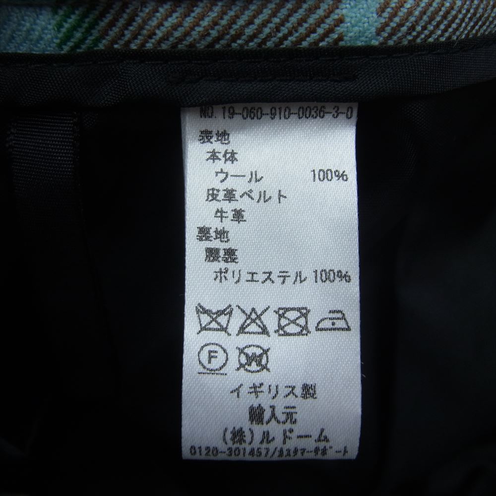タラ ミルズ × LOCHCARRON ロキャロン 英国製 チェック ロング プリーツ巻 スカート ブラウン系 グリーン系 38【中古】