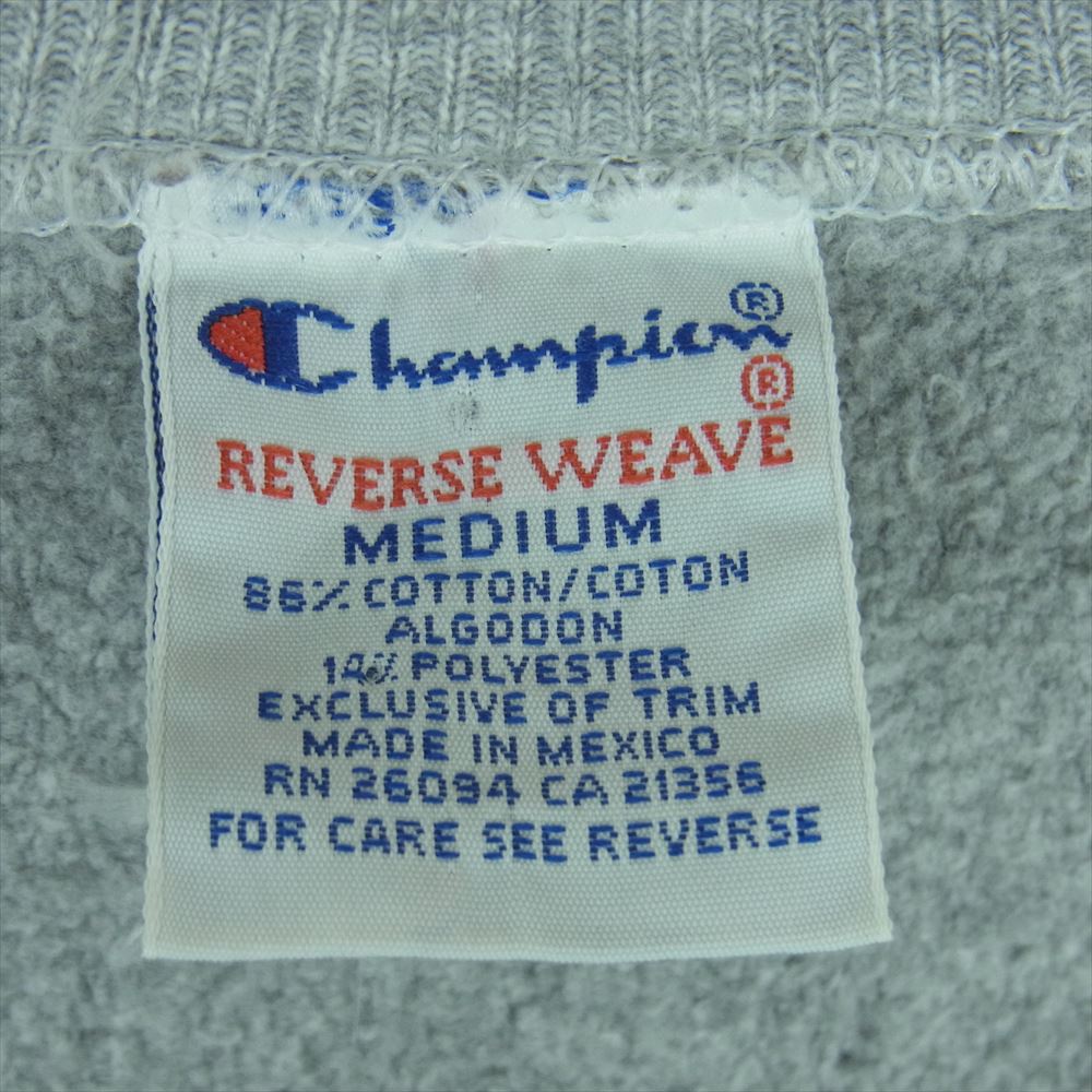 Champion チャンピオン ヴィンテージ 90s 刺繍タグ メキシコ製 REVERSE WEAVE ワンポイントロゴ リバースウィーブ クルーネック スウェット トレーナー グレー系 M【中古】