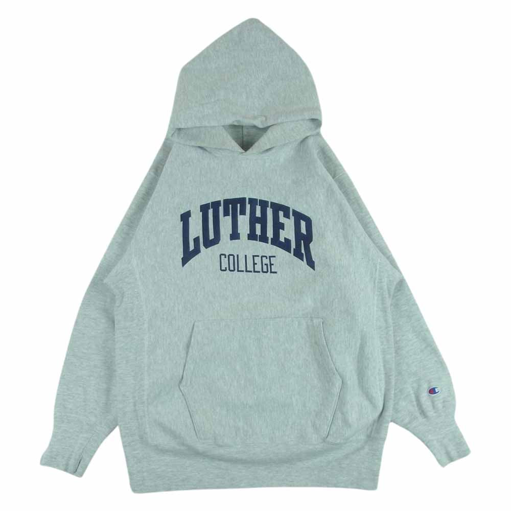 Champion チャンピオン ヴィンテージ 90s 刺繍タグ メキシコ製 REVERSE WEAVE LUTHER COLLEGE リバースウィーブ カレッジ ロゴ プルオーバー パーカー グレー系 XL【中古】