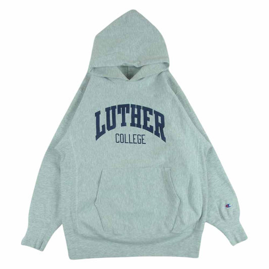 Champion チャンピオン ヴィンテージ 90s 刺繍タグ メキシコ製 REVERSE WEAVE LUTHER COLLEGE リバースウィーブ カレッジ ロゴ プルオーバー パーカー グレー系 XL【中古】