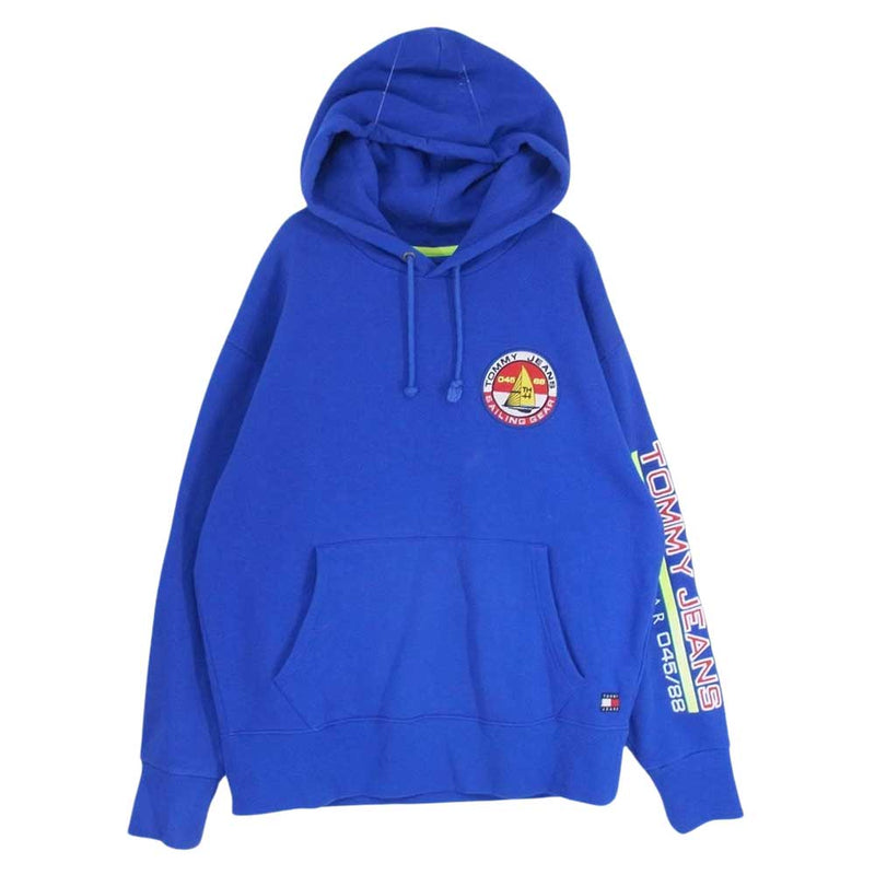 TOMMY HILFIGER トミーヒルフィガー SWEATSHIRT TJW 90S SAILING LOGO バックプリント ワッペン スウェット パーカー ブルー系 XL【中古】