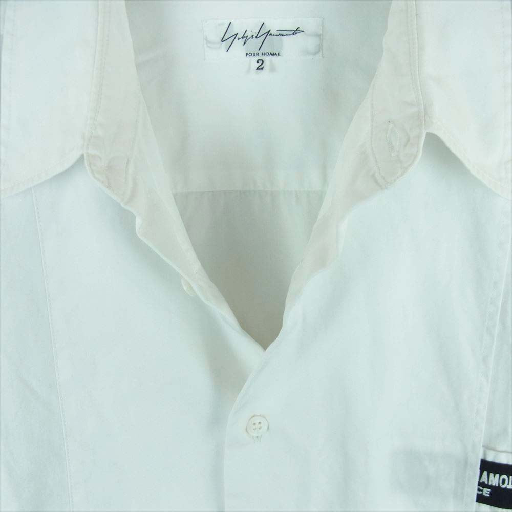 Yohji Yamamoto POUR HOMME ヨウジヤマモトプールオム HF-B02-002 PRODUCE プロデュース 被せ付き フロント二重 レイヤード 長袖 シャツ ホワイト系 2【中古】