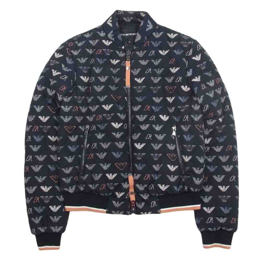 Emporio Armani エンポリオ・アルマーニ 6Z2B80 Bomber jacket 総柄 ロゴ キルティング ボンバー ジャケット ブルゾン ブラック系 38【中古】